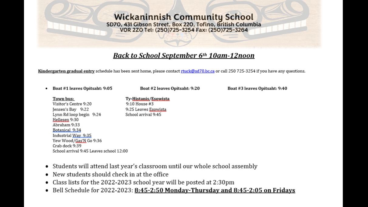 First Day Schedule